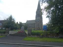 War Memorial Stone Scroll Monument and St. Mary's Church, West Rainton July 2016